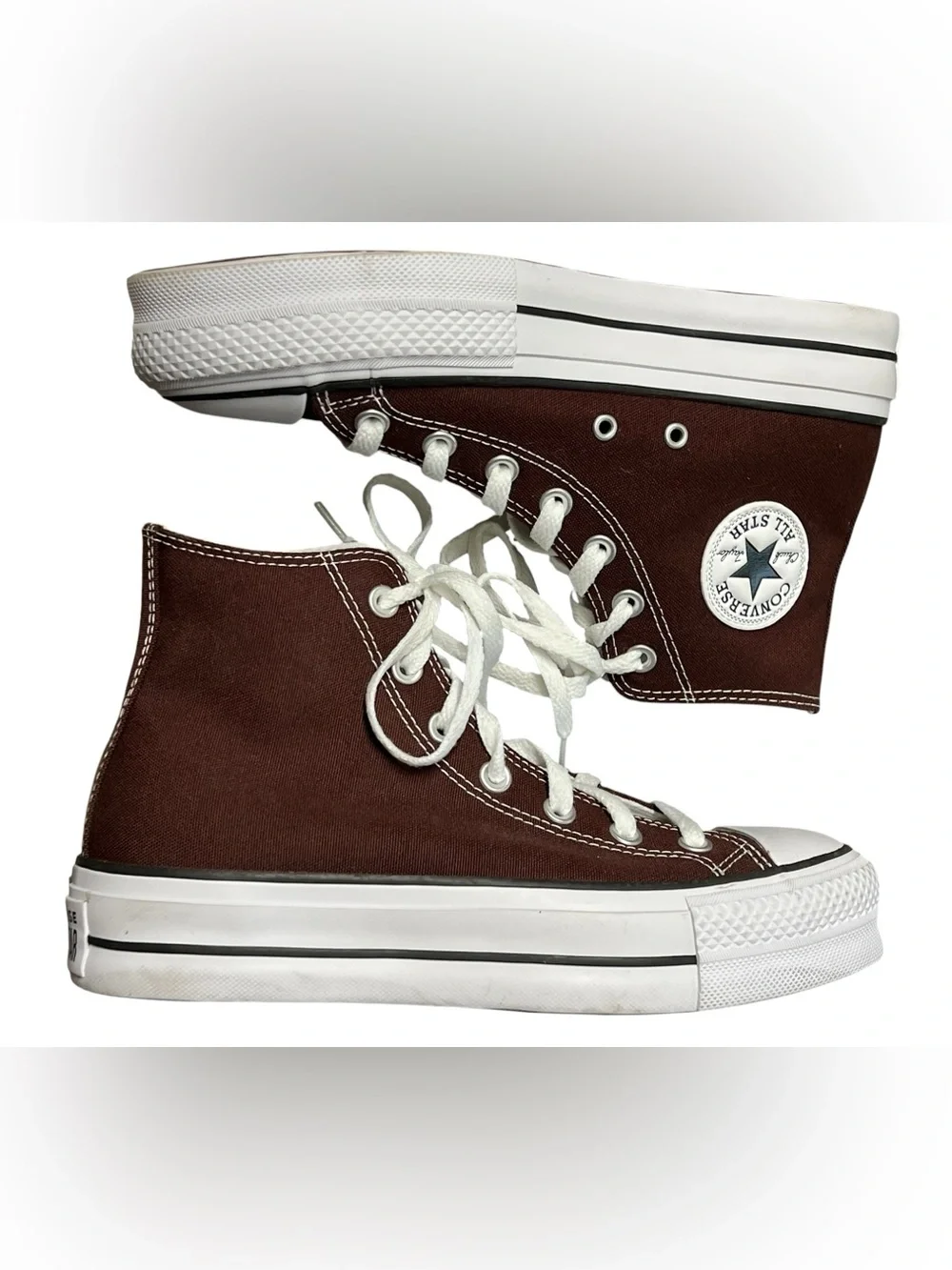 Converse Chuck Taylor all star lift platform lace up sneakers in brown - Picture 5 of 8